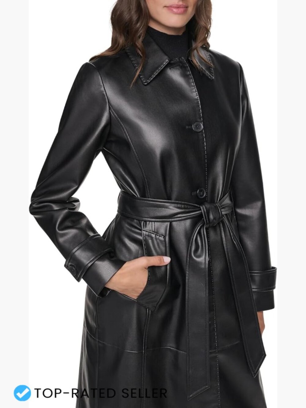 Long Belted Coat Button Front Tailored Collar Fall Outerwear Chic Classic